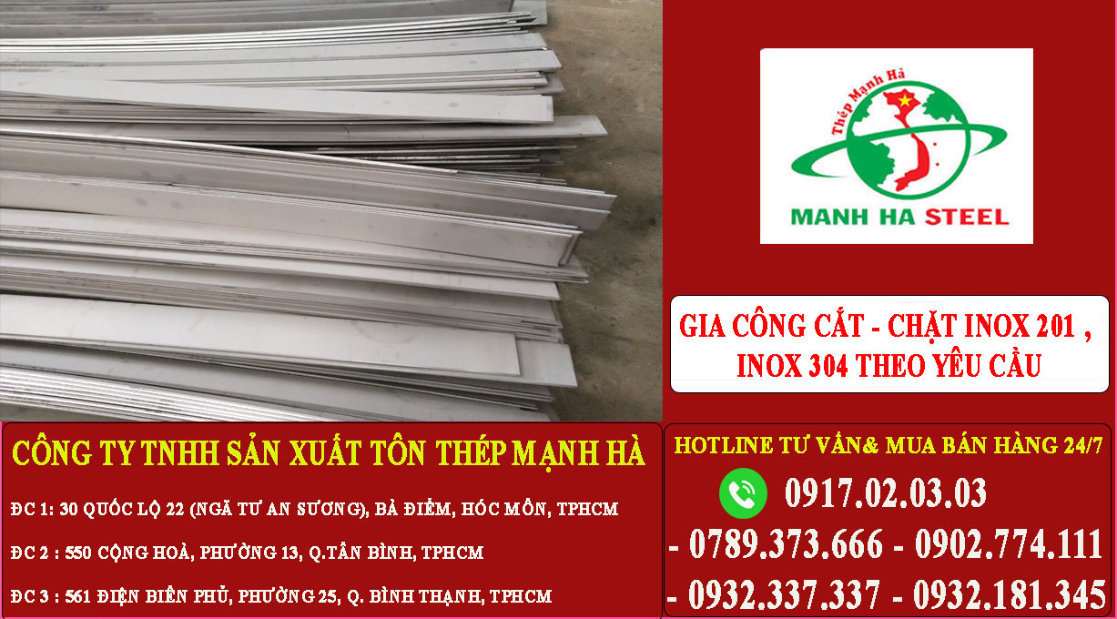 gia công cắt - chặt inox 201, inox 304 theo yêu cầu