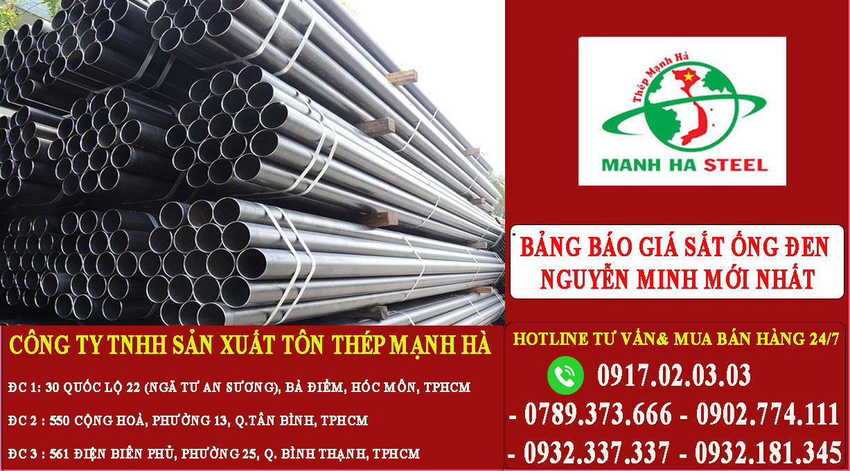 Bảng báo giá sắt ống đen Nguyễn Minh