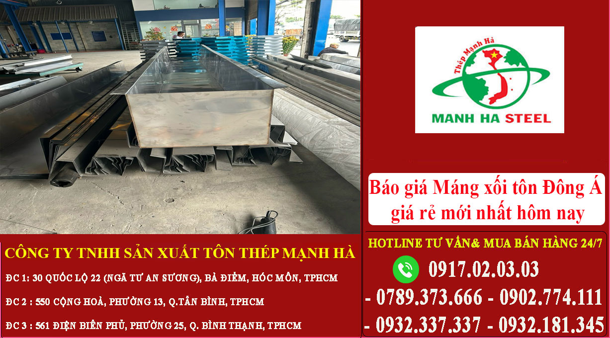 Báo giá Máng xối tôn Đông Á giá rẻ mới nhất hôm nay